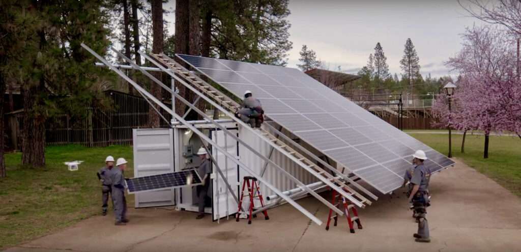 BoxPower solar microgrid. BoxPower provides solutions for people and communities who use renewable microgrids. Photo by Structural Engineering Excellence.