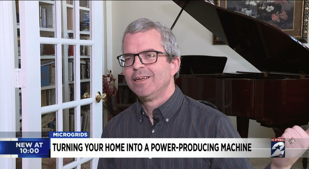 Houston homeowner Richard Boneno explains on local news how a solar microgrid kept his home powered during a multi-day grid outage caused by Winter Storm Uri.