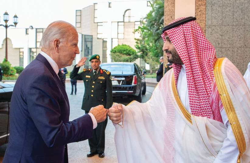 Joe Biden fist-bumping Muhammad Bin Salman in Saudi Arabia.